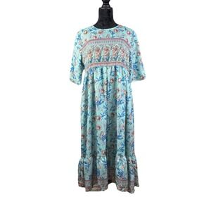 NWT Women's Oversized Floral Half Sleeve Summer Maxi Dress w/ Pockets Size M